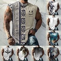 Voor heren Vest Top Mouwloos T-shirt voor heren Grafisch Tribal Strakke ronde hals Kleding 3D-afdrukken Dagelijks Sport Mouwloos Afdrukken Modieus Ontwerper Spier Lightinthebox