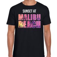 Sunset beach t-shirt / shirt Sunset at Malibu Beach zwart voor heren - thumbnail