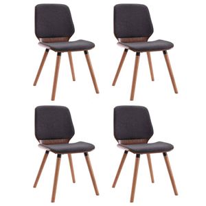 The Living Store Eetkamerstoelen - Grijs - Stijlvolle set van 4 - Gevoerde stof - Houten frame - Afmeting- 48x62.5x85cm