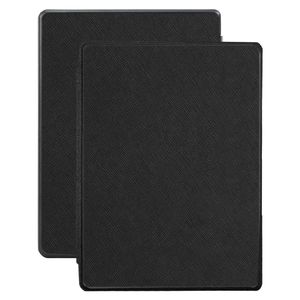Lunso - Kobo Aura H2o edition 1 hoes (6.8 inch) - Vegan Saffiano Leren sleep cover - Zwart