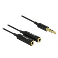 DeLOCK cable audio splitter stereo jack male 3.5mm > 2x stereo jack female splitterkabel (zwart)