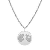 Gepersonaliseerde hand- en/of voetafdrukken ketting - Stainless steel - Zilver - Rond 18 mm - Handafdrukken