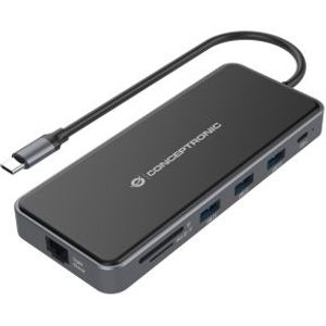 Conceptronic DONN15G notebook dock & poortreplicator Bedraad USB 3.2 Gen 1 (3.1 Gen 1) Type-C Grijs