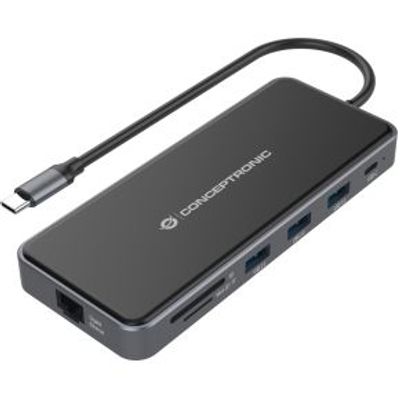 Conceptronic DONN15G notebook dock & poortreplicator Bedraad USB 3.2 Gen 1 (3.1 Gen 1) Type-C Grijs