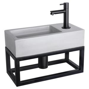 Differnz Ravo fonteinset beton donkergrijs - kraan gebogen - met handdoekrek - 38.5 x 18.5 x 9 cm - rood koper (kopie)