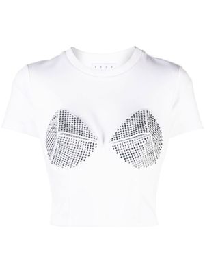AREA t-shirt crop à ornements - Blanc
