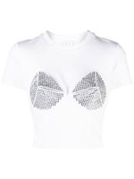 AREA t-shirt crop à ornements - Blanc