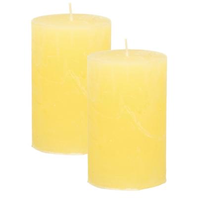 Atmosphera Stompkaars - 2x - geel - 5 x 8 cm - klein rustiek model - cilinderkaars - kaars Atmosphera Stompkaars - 2x - geel - 5 x 8 cm - klein rustiek model - cilinderkaars - kaars