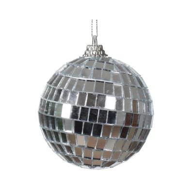 Decoris Kerstbal discobal kunststof zilver 6cm