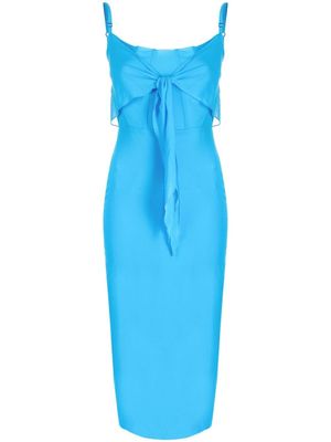 Patou robe mi-longue à taille nouée - Bleu