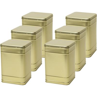 Vierkant opbergblik/bewaarblik - 6x - goud - 16 x 25 cm - Voorraadblikken - Voorraadbussen