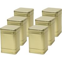Vierkant opbergblik/bewaarblik - 6x - goud - 16 x 25 cm - Voorraadblikken - Voorraadbussen