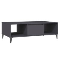 The Living Store Salontafel Industrieel - Grijs - 103.5 x 60 x 35 cm - Met opbergschappen - The Living Store