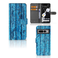 Google Pixel 7 Pro Book Style Case Wood Blue - thumbnail