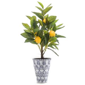 Kunstplant citrusfruit citroen boom in pot - 40 cm - geel