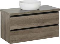 Ben Limara badmeubel met mat zwarte greeplijst incl. afdekblad 100x46cm Nebraska eiken
