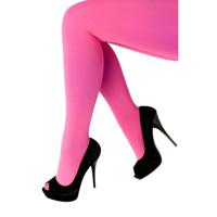 Carnaval verkleed panty 60 denier - roze - dames - microfiber - party kleding - one size M/L - thumbnail