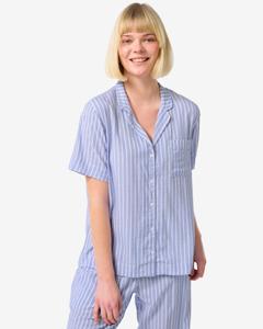 HEMA Dames Pyjamatop Seersucker Blauw (blauw)