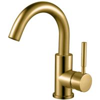 Elegante Geborsteld Gouden Wastafelmengkraan - 360° Rotatie - PVD Coating