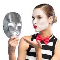Verkleed gezichtsmasker Mime - zilver - volwassenen - Carnaval/Themafeest