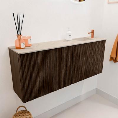 Toiletmeubel Mondiaz Joya Dlux | 100 cm | Meubelkleur Walnut | Faye wastafel Frappe Wasbak Rechts | 1 kraangat