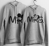 Grijze couple hoodies met Mr. en Mrs.