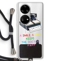 Smile: Huawei P50 Pro Transparant Hoesje met koord Smile: Huawei P50 Pro Transparant Hoesje met koord