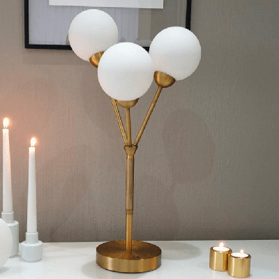 Tafellamp opaal glas By Rydens &apos;3Some&apos; modern 3X G9 fitting 60 cm