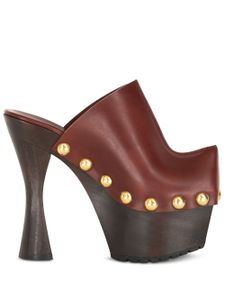 ETRO 150mm studded leather platform clogs - Marron