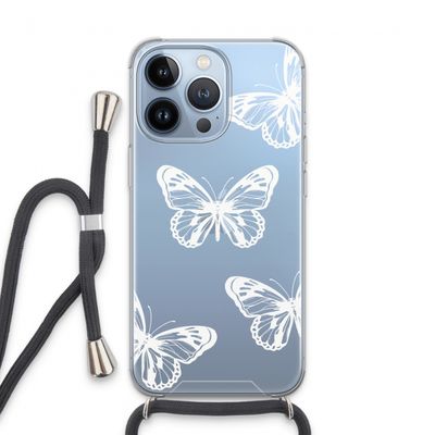 White butterfly: iPhone 13 Pro Transparant Hoesje met koord