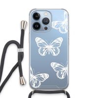 White butterfly: iPhone 13 Pro Transparant Hoesje met koord