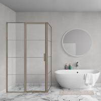 Aqua Vista Triple Front draaideur - 120x200 cm - met vast deel - Gun Metal Light R-GML-C120-FFF