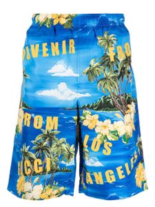 Gucci short de bain à imprimé graphique - Bleu