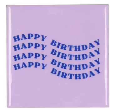 Daan Kromhout Design tegeltje keramiek happy birthday 10x10cm purple