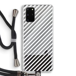 Strepen zwart-wit: Samsung Galaxy S20 Plus Transparant Hoesje met koord