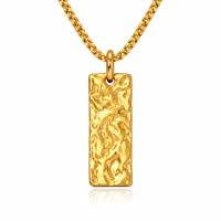 Mendes Goudkleurige Heren Ketting met Rechthoekige Hamerslag Hanger
