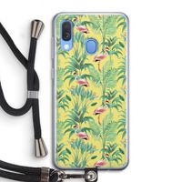 Flamingo party: Samsung Galaxy A40 Transparant Hoesje met koord