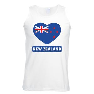 Nieuw zeeland hart vlag singlet shirt/ tanktop wit heren