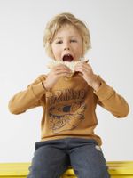 Jongenssweater Basics met grafische motieven pecannoot - thumbnail