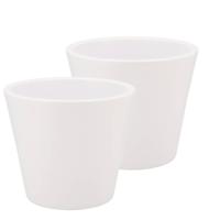 DK Design Bloempot/plantenpot - 2x - Vinci - wit mat - voor kamerplant - D19 x H21 cm