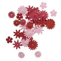 Papieren knutsel bloemen 36 stuks rood/roze   -