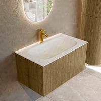 Badmeubel Mondiaz Kurve-Dlux | 80 cm cm | Meubelkleur Dusk | Wastafelkleur Opalo | Solid surface | Wasbak midden spoelbak | 1 kraangat