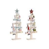Kerstboom DKD Home Decor Rood Roze Hout 17,5 x 5 x 38 cm (2 Stuks)