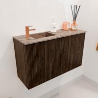 Toiletmeubel Mondiaz Joya Dlux | 70 cm | Meubelkleur Walnut | Faye wastafel Arena Wasbak Links | 1 kraangat