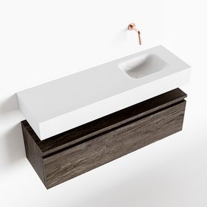 Toiletmeubel Mondiaz Andor | 100 cm | Meubelkleur Dark brown | Lex vrijhangend wastafel Talc Rechts | Zonder kraangat