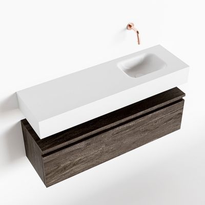 Toiletmeubel Mondiaz Andor | 100 cm | Meubelkleur Dark brown | Lex vrijhangend wastafel Talc Rechts | Zonder kraangat