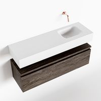 Toiletmeubel Mondiaz Andor | 100 cm | Meubelkleur Dark brown | Lex vrijhangend wastafel Talc Rechts | Zonder kraangat