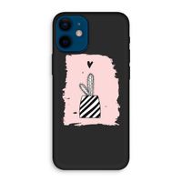 Zwart-wit cactus: iPhone 12 mini Biologisch afbreekbaar hoesje