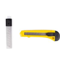 Afbreekmes - werkmes - snijmes - 18 mm - staal - geel - incl. 10 reservemessen