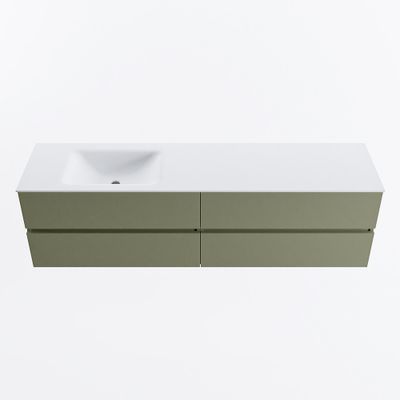 MONDIAZ VICA 180cm badmeubel onderkast Army 4 lades. Wastafel CLOUD links zonder kraangat, kleur Talc.